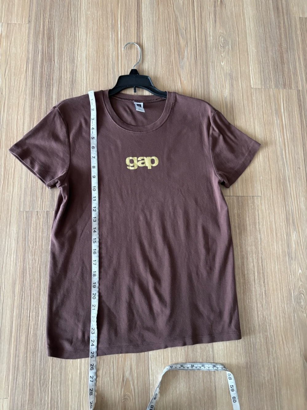 Y2K GAP T-Shirt Brown Gold Logo Cotton Short Sleeve Basic Women L Casual Classic - Picture 6 of 10